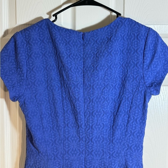 NANETTE LEPORE DRESS FIT &‎ FLARE BACK ZIP SS V NECK TEXTURED BRUNCH OFFICE - Picture 7 of 12